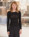 BASERANGE 25 Early Spring French organic cotton hollow heart-shaped long-sleeved T-shirt BAS-TOHLS-RB-000-Black